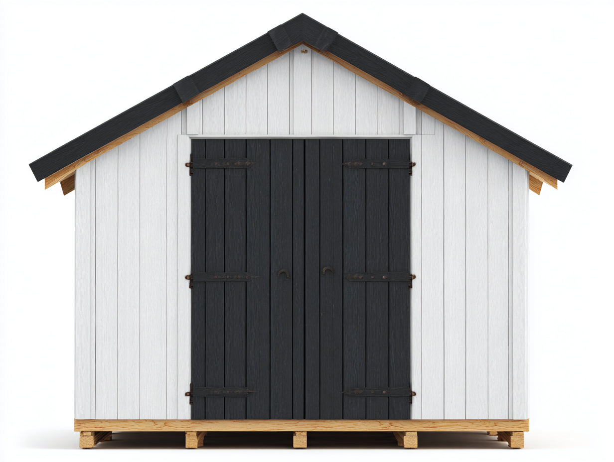 Gartenhäuser Gerätehaus aus Holz 250 x 180 x 220 cm - Weiß Anthrazit und Braun - Breite Doppeltür und Satteldach