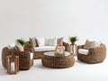 Gartensofa Set 4-teilig Polyrattan 170x90x75 cm - Naturbraun und Cremeweiß - mit Glastisch