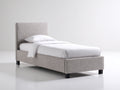 Einzelbett Polsterbett Stoffbezug 200x100x110 cm Beige Modernes Design