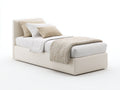 Einzelbett Polsterbett Kunstlederbezug 218x98x90 cm - Beige - Modernes Design für Schlafzimmer