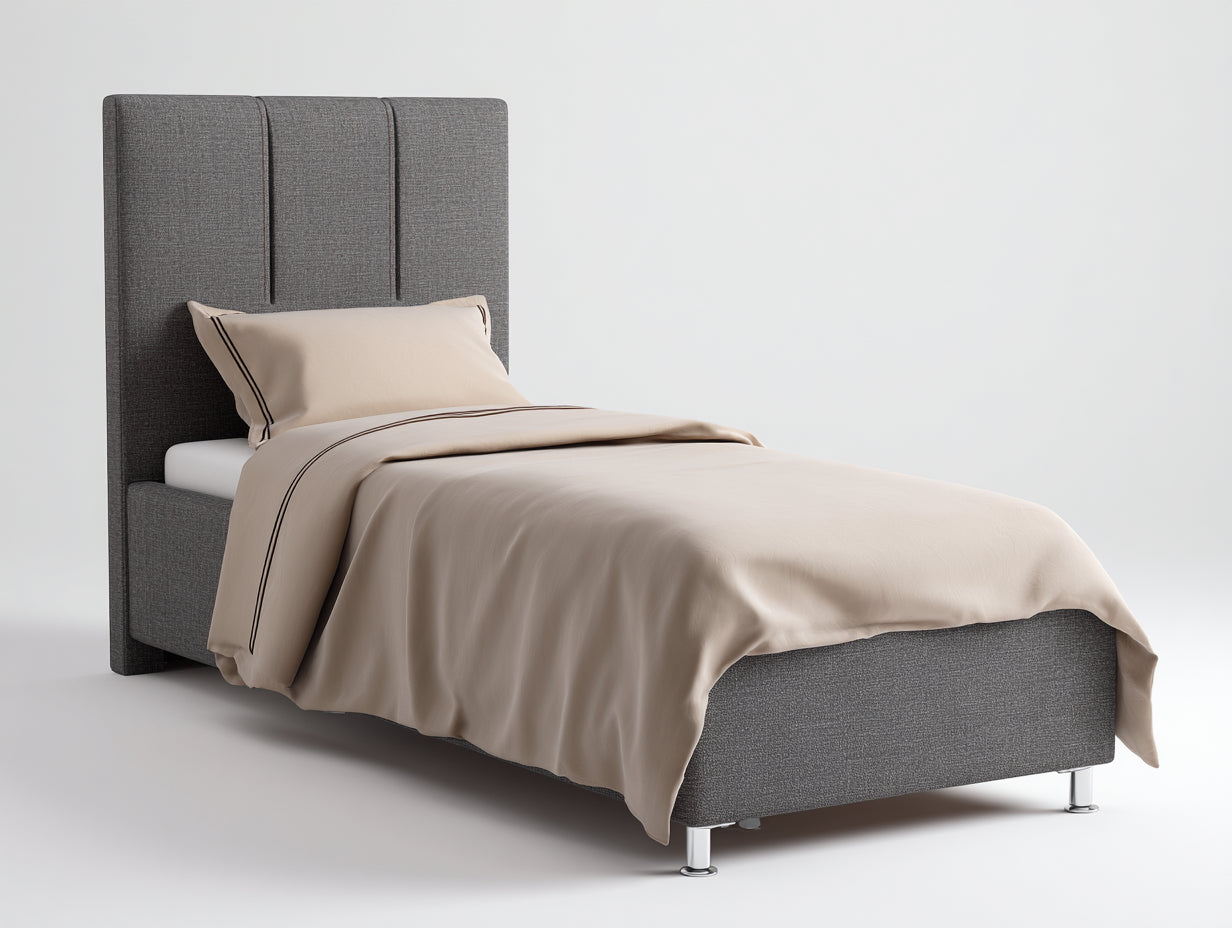 Einzelbett Polsterbett Stoffbezug 215x105x100 cm - Grau - Modernes Design für Schlafzimmer