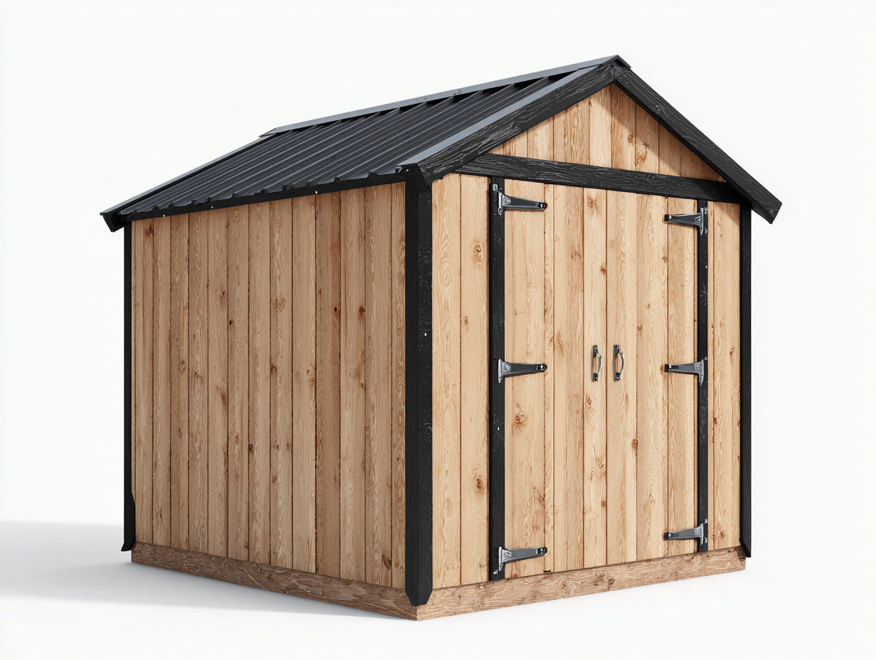 Gartenhäuser 300x250x220 cm Holz Naturholz Schwarz - Klassisches Gartenhaus mit Doppeltür und Satteldach