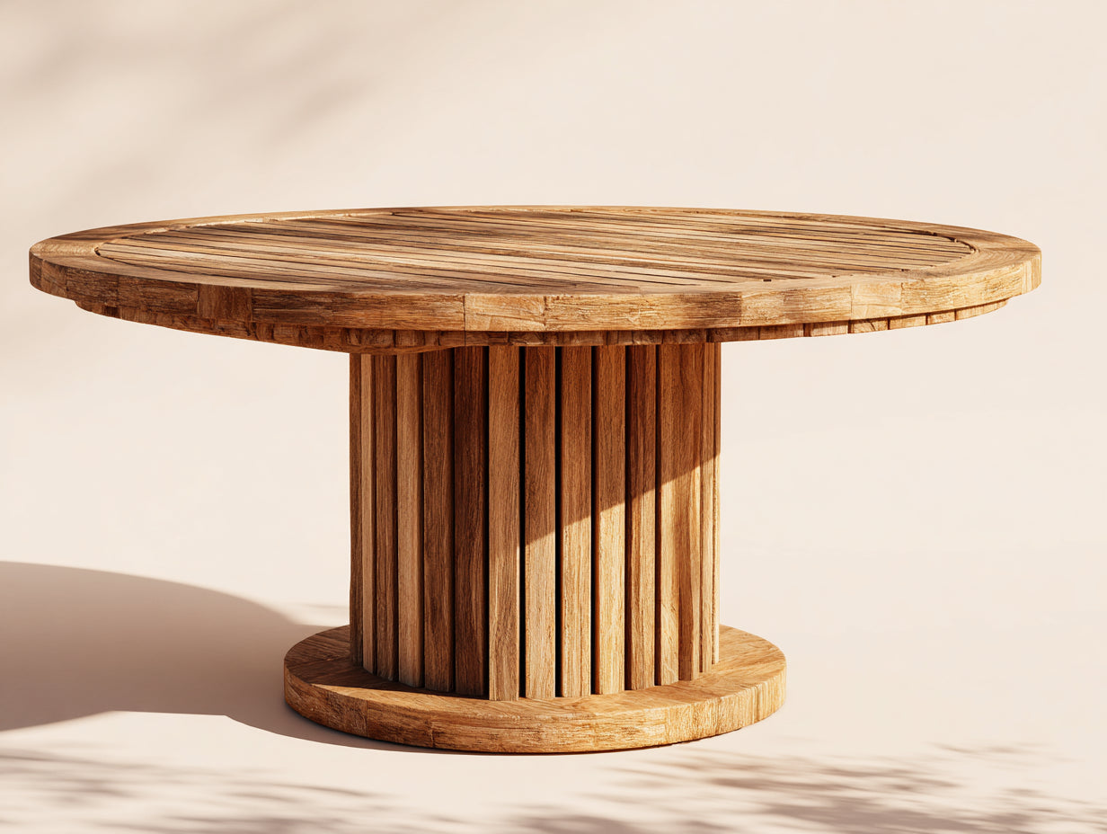 Gartentisch aus Massivholz 140 x 140 x 75 cm - Naturholzfarben - Runder Esstisch für Garten und Terrasse