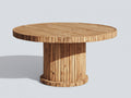 Gartentisch Massivholz Teak 130x130x75 cm - Naturholzfarbe - Rundes Design für Garten und Terrasse