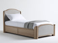 Einzelbett Polsterbett Holzoptik Stoffdetails 213x98x102 cm Natur Modernes Design