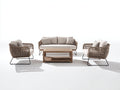 Gartensofa Set aus Seilgeflecht Metall und Holz 170 x 90 x 76 cm - Beige Braun und Schwarz - 4-teilig mit Gartentisch