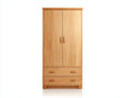 Kleiderschrank 100x50x200 cm Holzwerkstoff Naturholzoptik Beige - Moderner Schlafzimmerschrank mit 2 Türen und 2 Schubladen