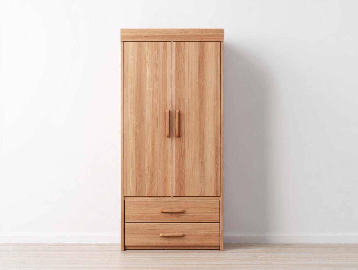 Kleiderschrank Holzoptik 120x55x190 cm Eiche Natur Schlafzimmer Modernes Design