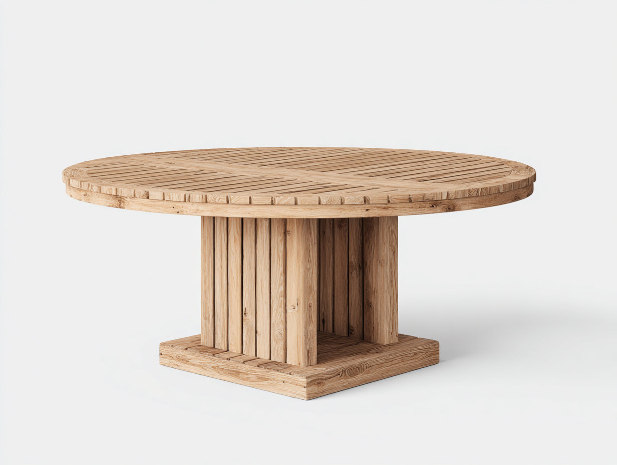 Gartentisch aus Holz 120 x 120 x 75 cm - Natur - Runder Esstisch für Garten Terrasse und Außenbereich