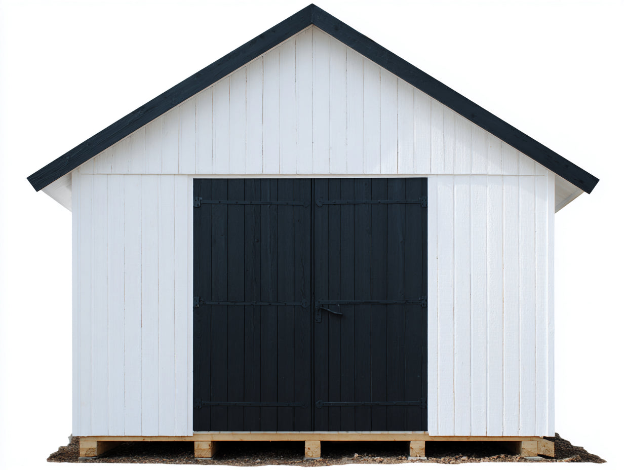 Gartenhäuser aus Holz 280 x 240 x 250 cm - Weiß und Schwarz - Gerätehaus mit Doppeltür