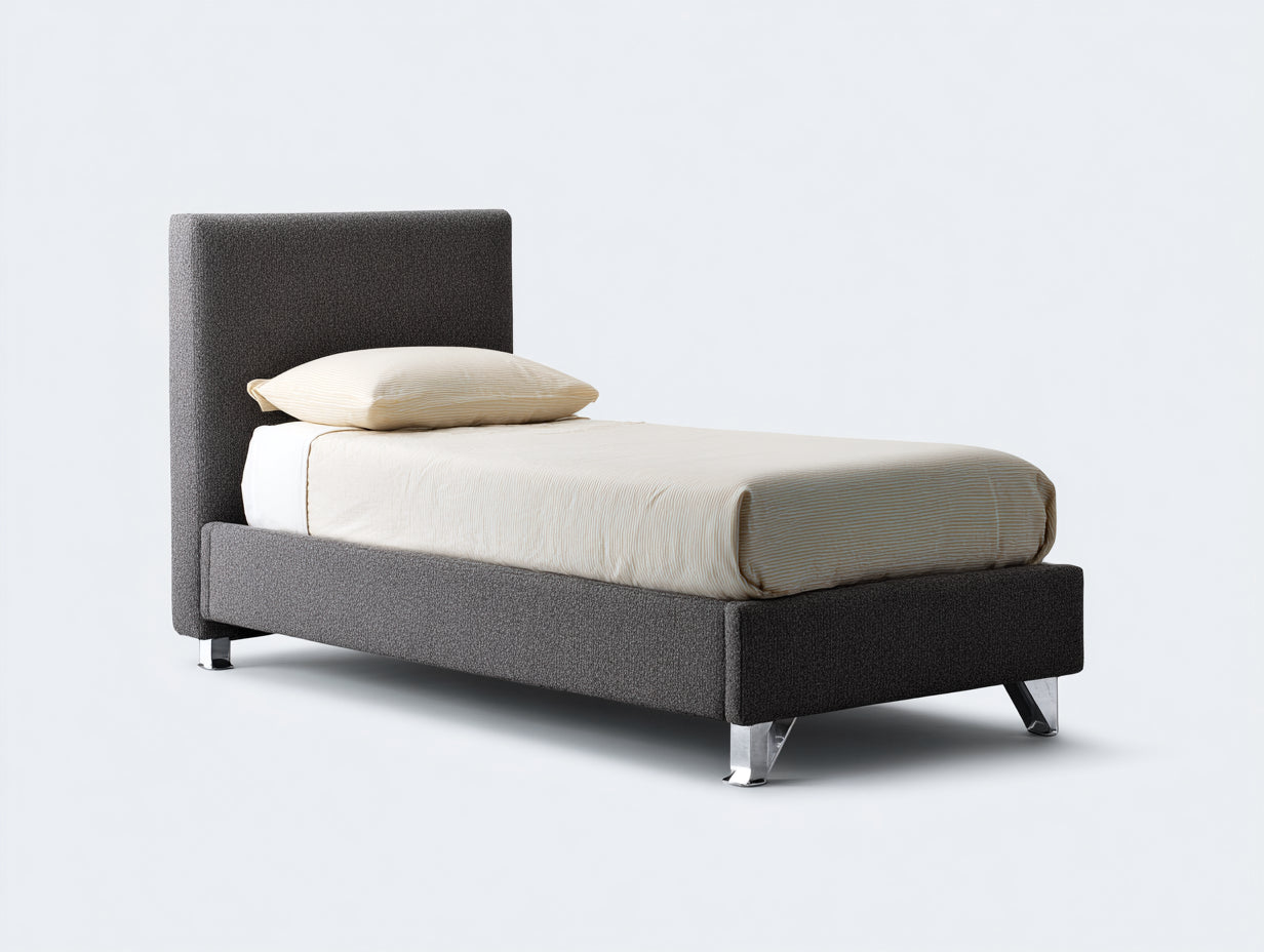Einzelbett Polsterbett Stoffbezug 200x100x105 cm - Dunkelgrau - Modernes Design