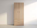 Kleiderschrank Holzwerkstoff 100x50x190 cm - Helle Holzfarbe - Modernes Design mit Türen und Schubladen