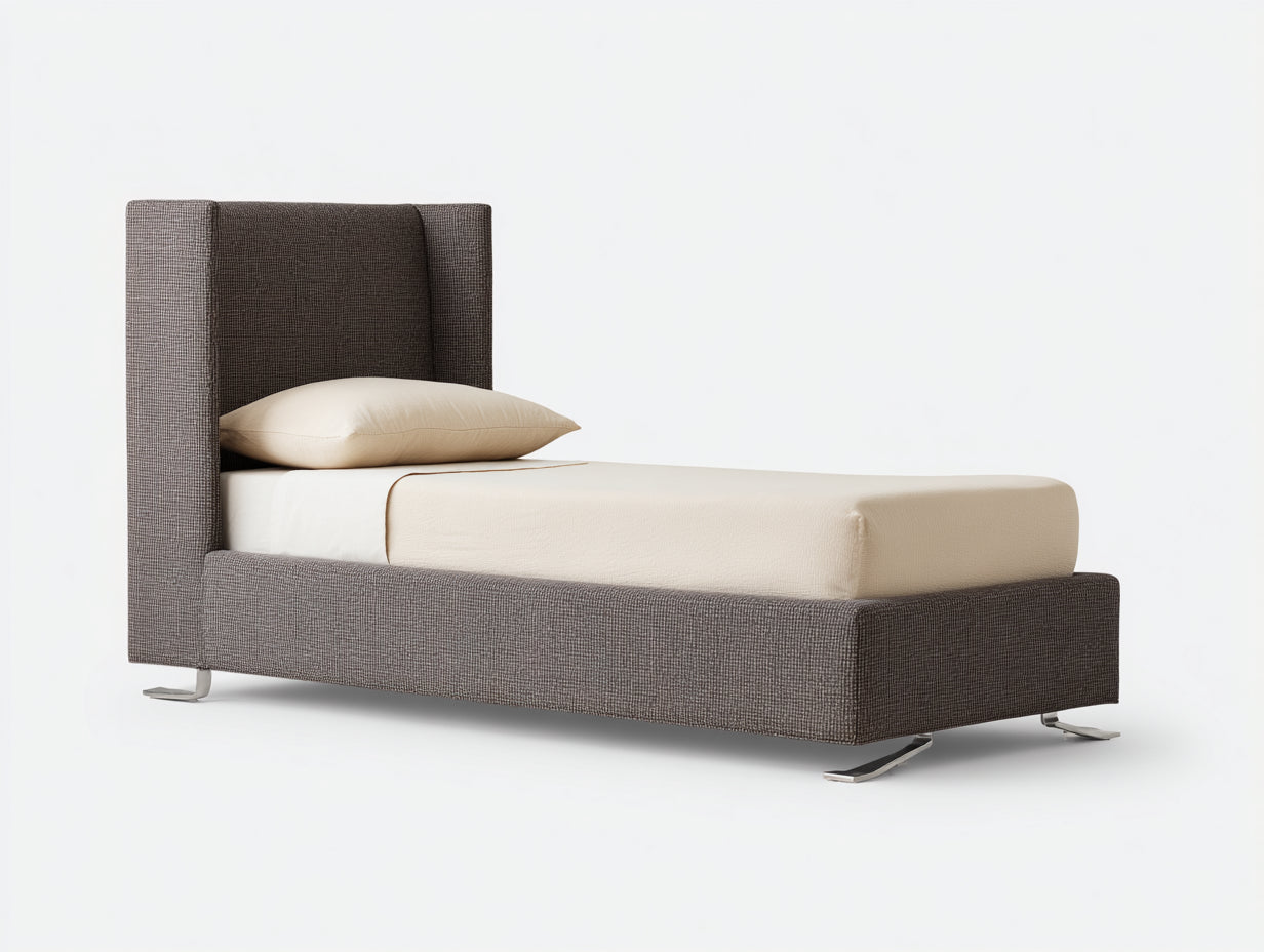 Einzelbett Polsterbett Stoffbezug 200x100x110 cm Grau Modernes Design