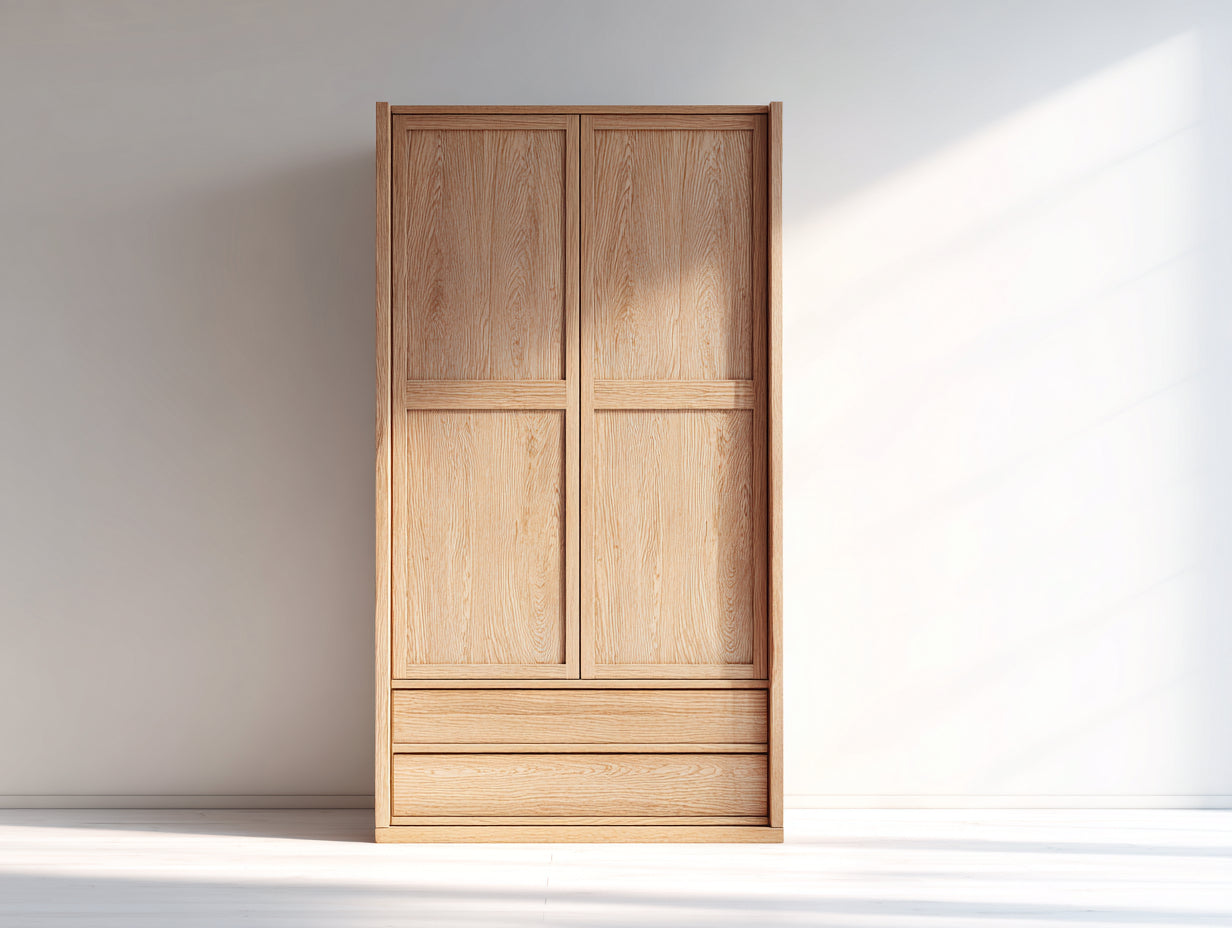 Kleiderschrank Holzoptik 120x55x190 cm Eiche Natur 2 Türen 2 Schubladen Modernes Design