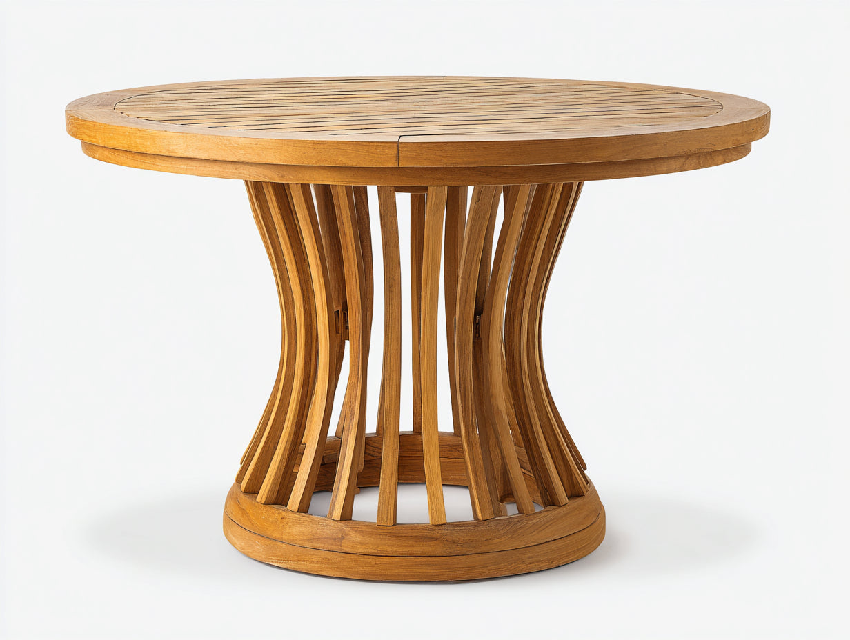 Gartentisch aus Holz 130 x 130 x 75 cm - Natur - Runder Esstisch mit Säulenfuß für Garten Terrasse und Außenbereich