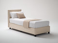 Einzelbett Polsterbett Stoffbezug 213x98x102 cm Beige Modernes Design