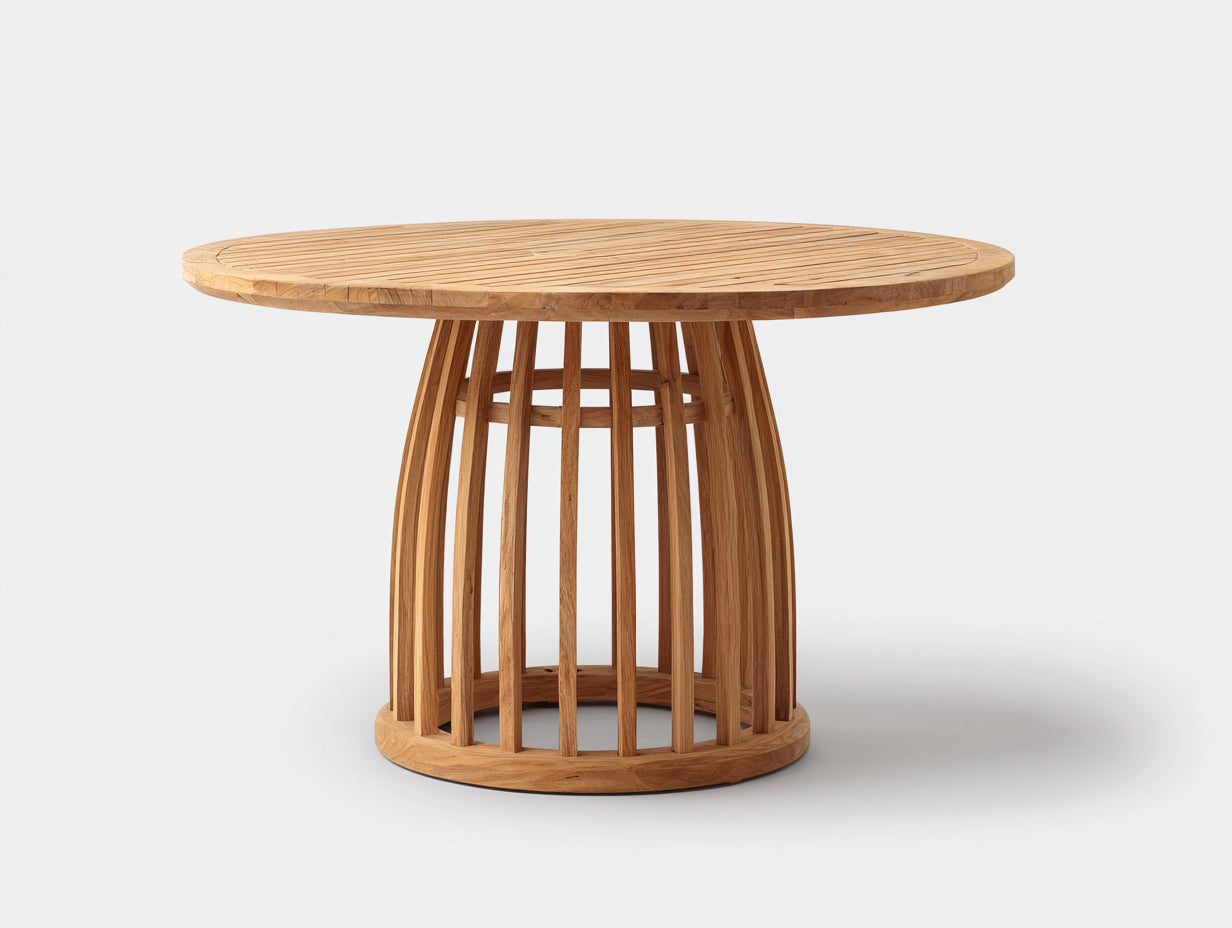 Gartentisch aus Massivholz 140 x 140 x 75 cm - Naturholzfarben - Runder Tisch für Garten und Terrasse
