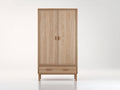 Kleiderschrank Holzoptik mit 2 Türen und 1 Schublade 90x50x180 cm Naturfarben modernes Design