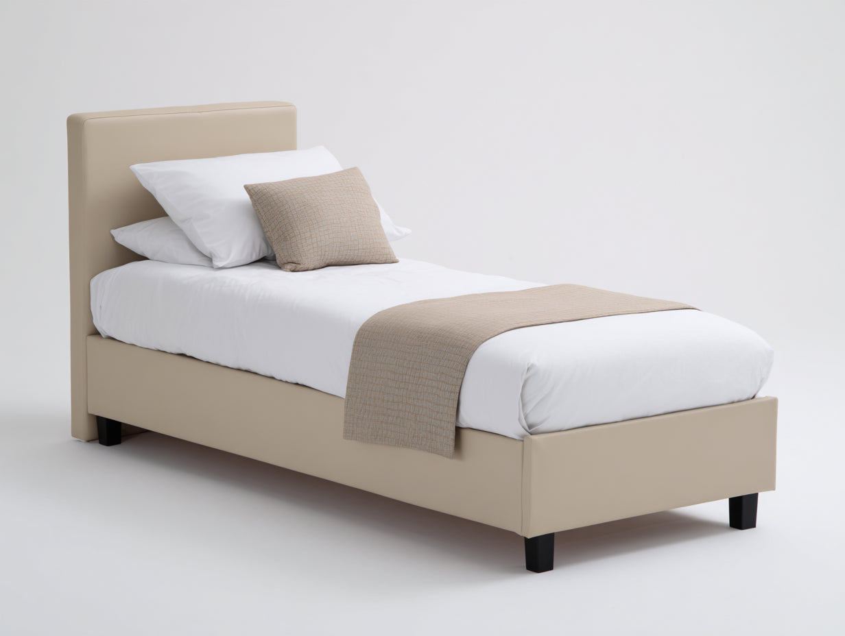 Einzelbett gepolstert Stoffbezug 200x90x110 cm Beige Modernes Design