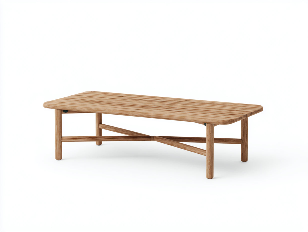 Gartentisch aus Holz 120 x 60 x 42 cm - Natur - Rechteckiger Couchtisch für Garten und Terrasse